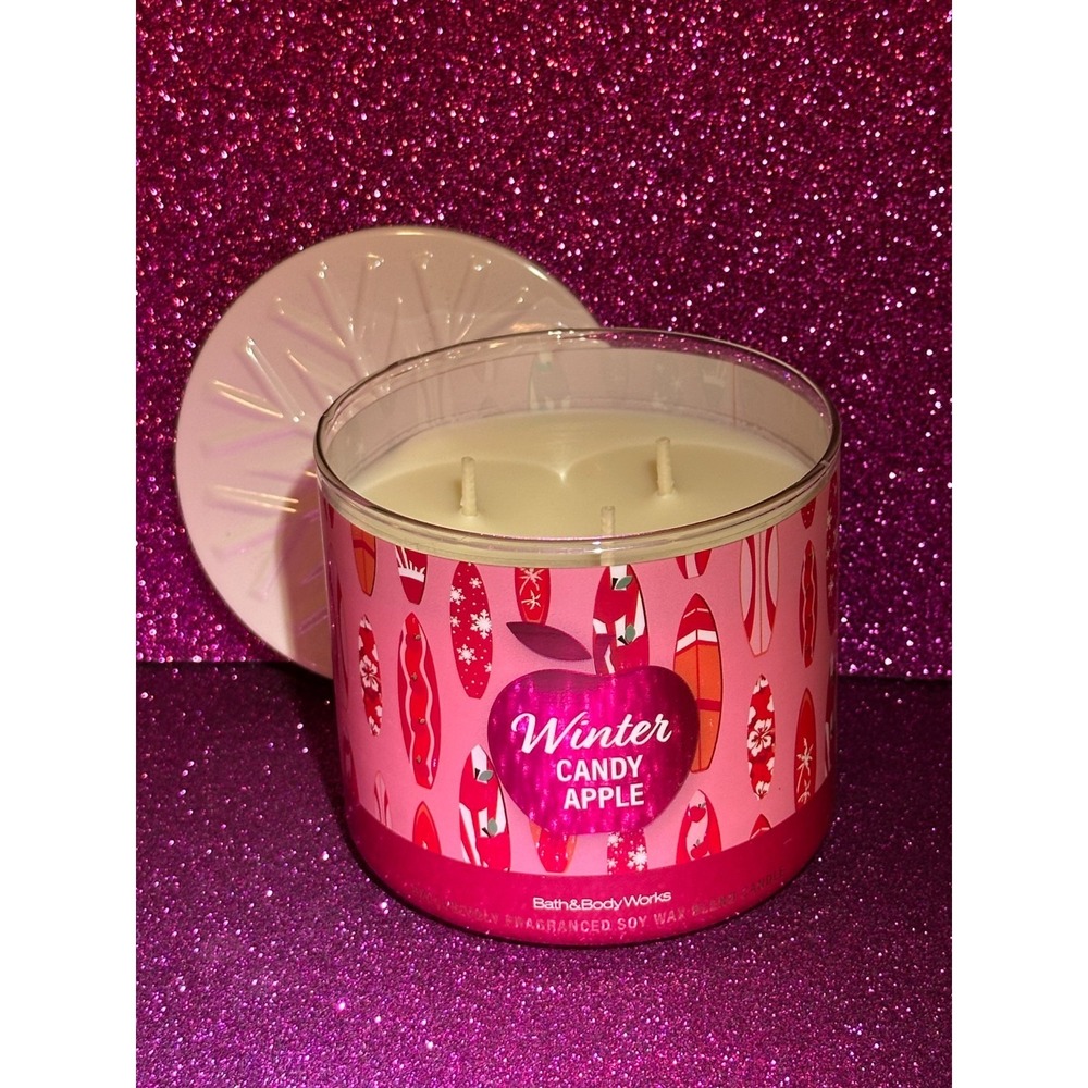 Bath & Body Works ~ "WINTER CANDY APPLE~SANDY CLAUS"  3 Wick Candle 14.5 oz
